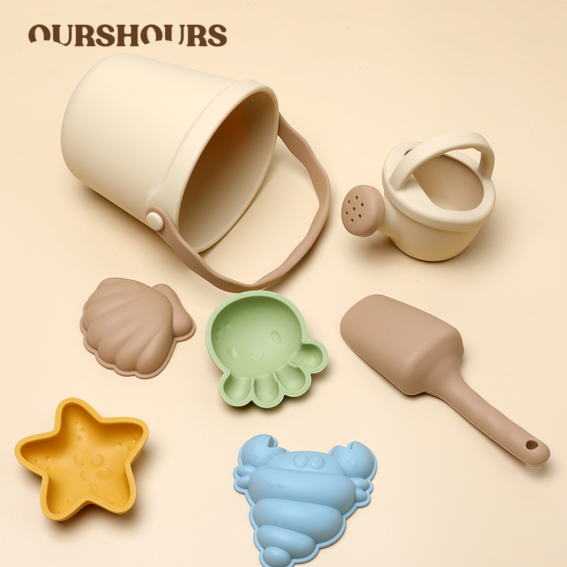 Kids Outdoor Tools - 7Pcs Kids Silicone Beach Toys Set
