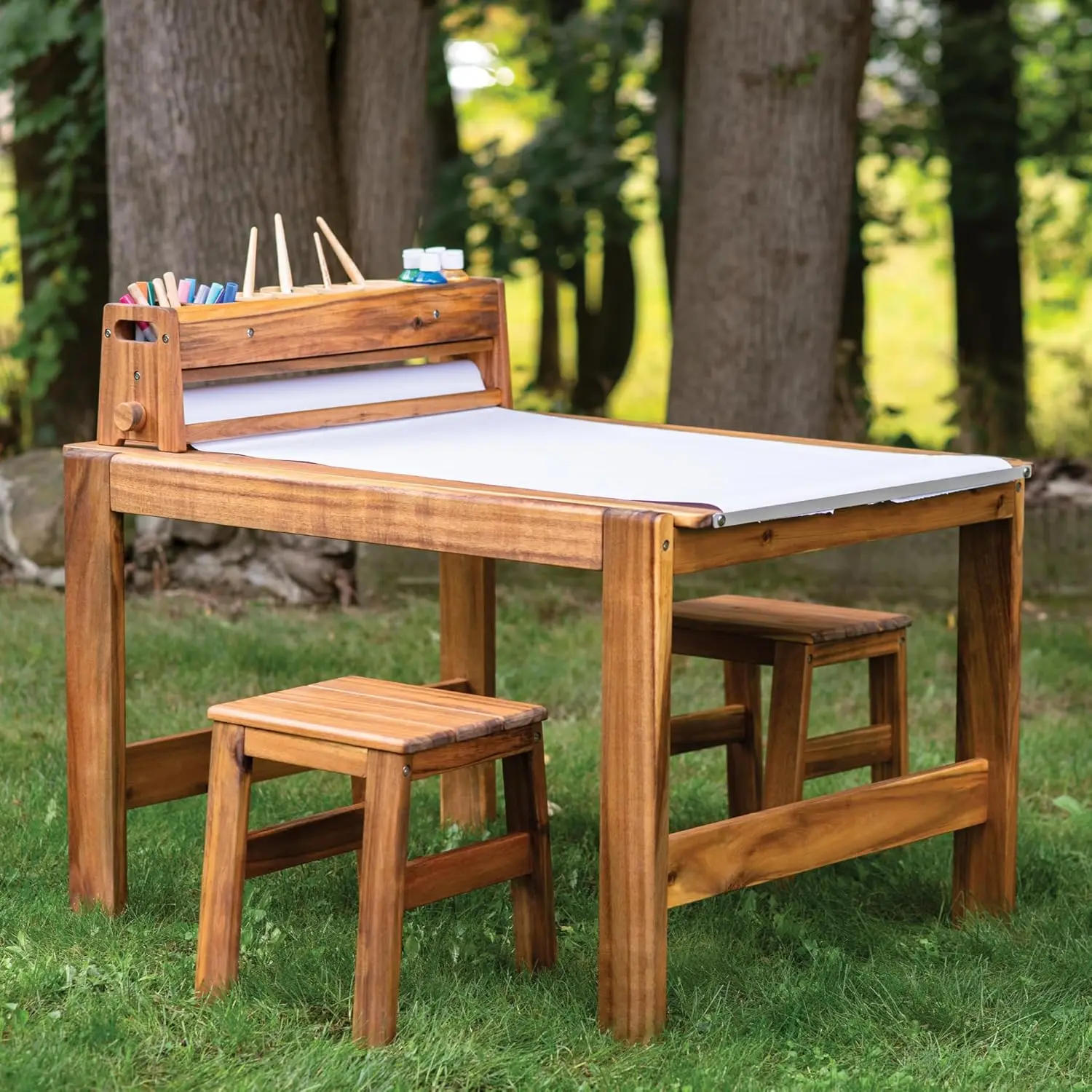 Kids Outdoor Chair And Table - Acadia Outdoor Art Table and Stool