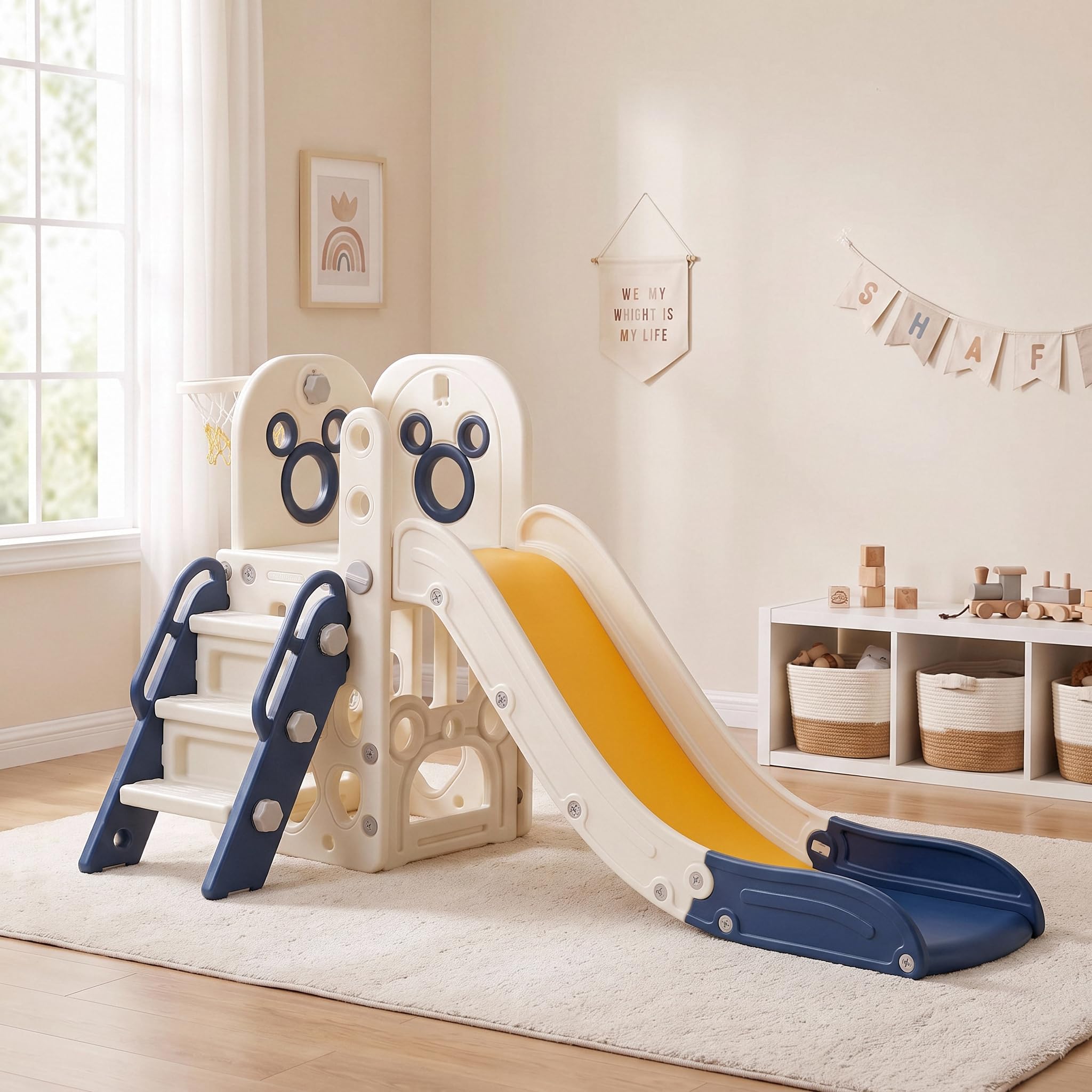 Kids Outdoor Slide - 6 in 1 Toddler Slide Playset,