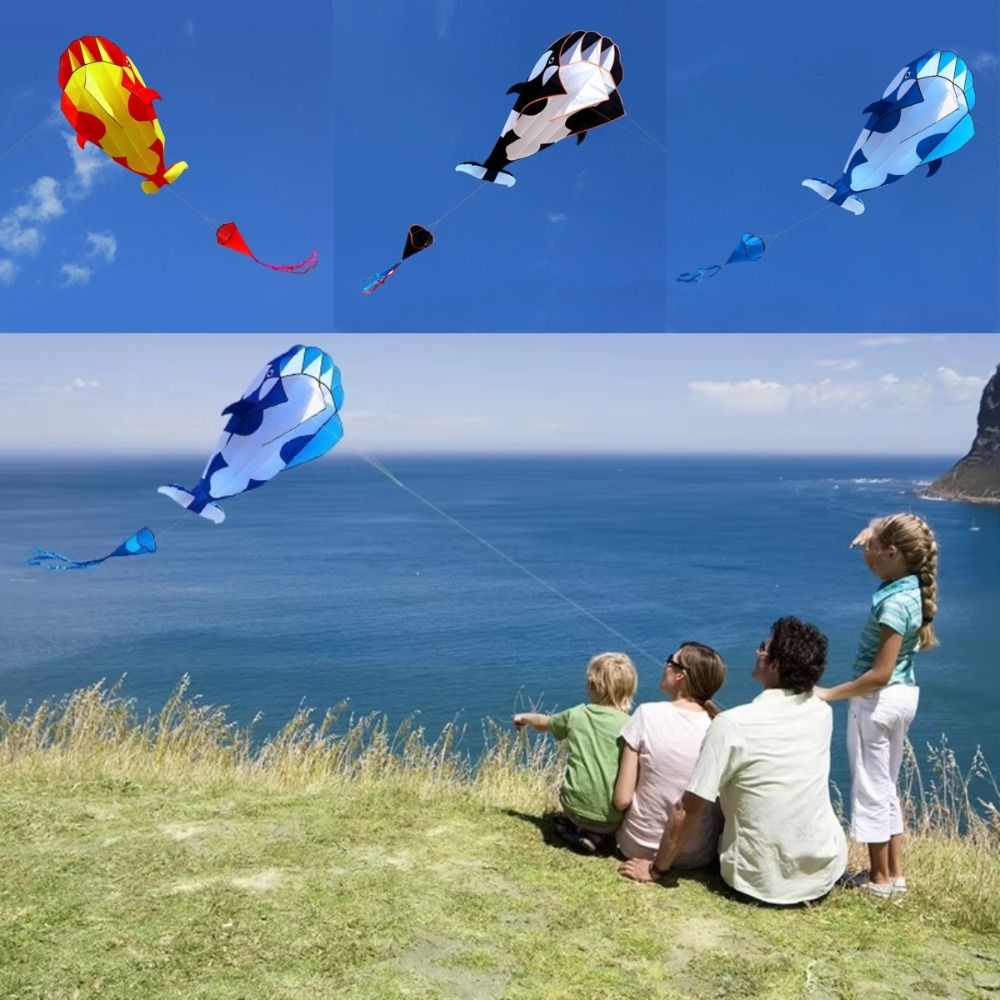 Kite Easy Fly Kids - 2.2m Large Whale/Dolphin Kite Good Flying