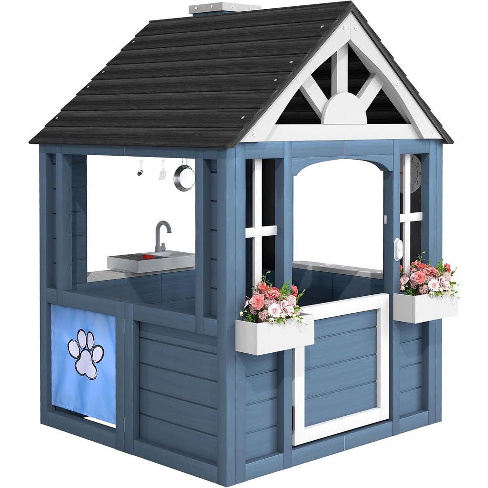 Kids Outdoor Sink - Jevol Kids Outdoor Playhouse, CeWooden Playhouse