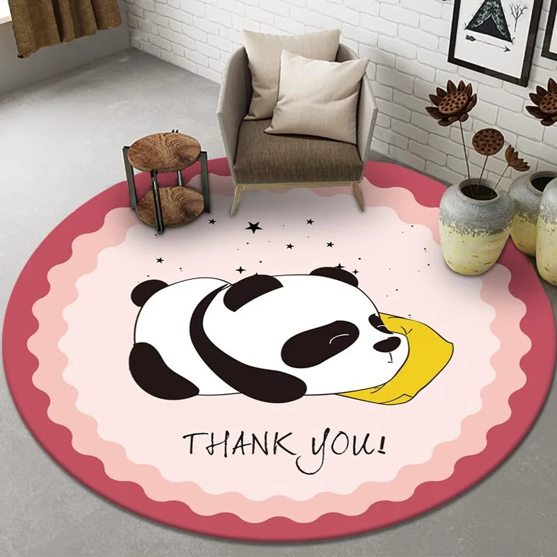 Kids Outdoor Yoga - Cartoon Panda Printed Round Carpets For
