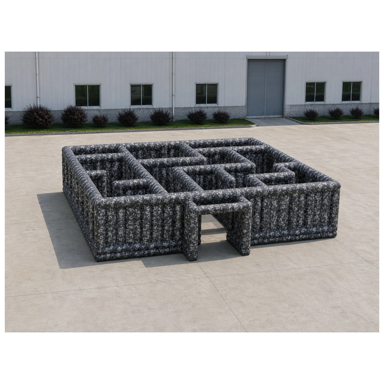 Kids Outdoor Venues - Large Gray Camouflage Open Inflatable Maze