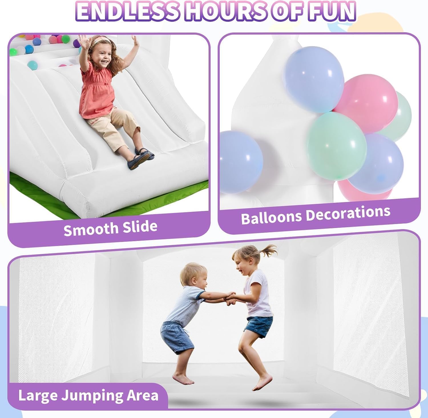 White Bounce House Indoor Outd - Kids Outdoor Slide 评论和价格