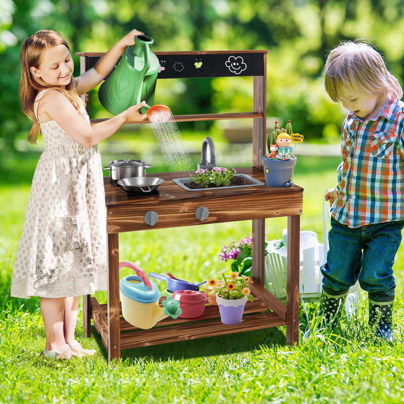 Outdoor Mud Kitchen for Kids w - Kids Outdoor Sink 评论和价格