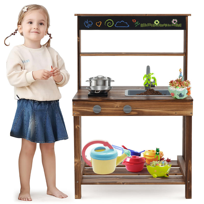 Outdoor Mud Kitchen for Kids w - Kids Outdoor Sink 评论和价格