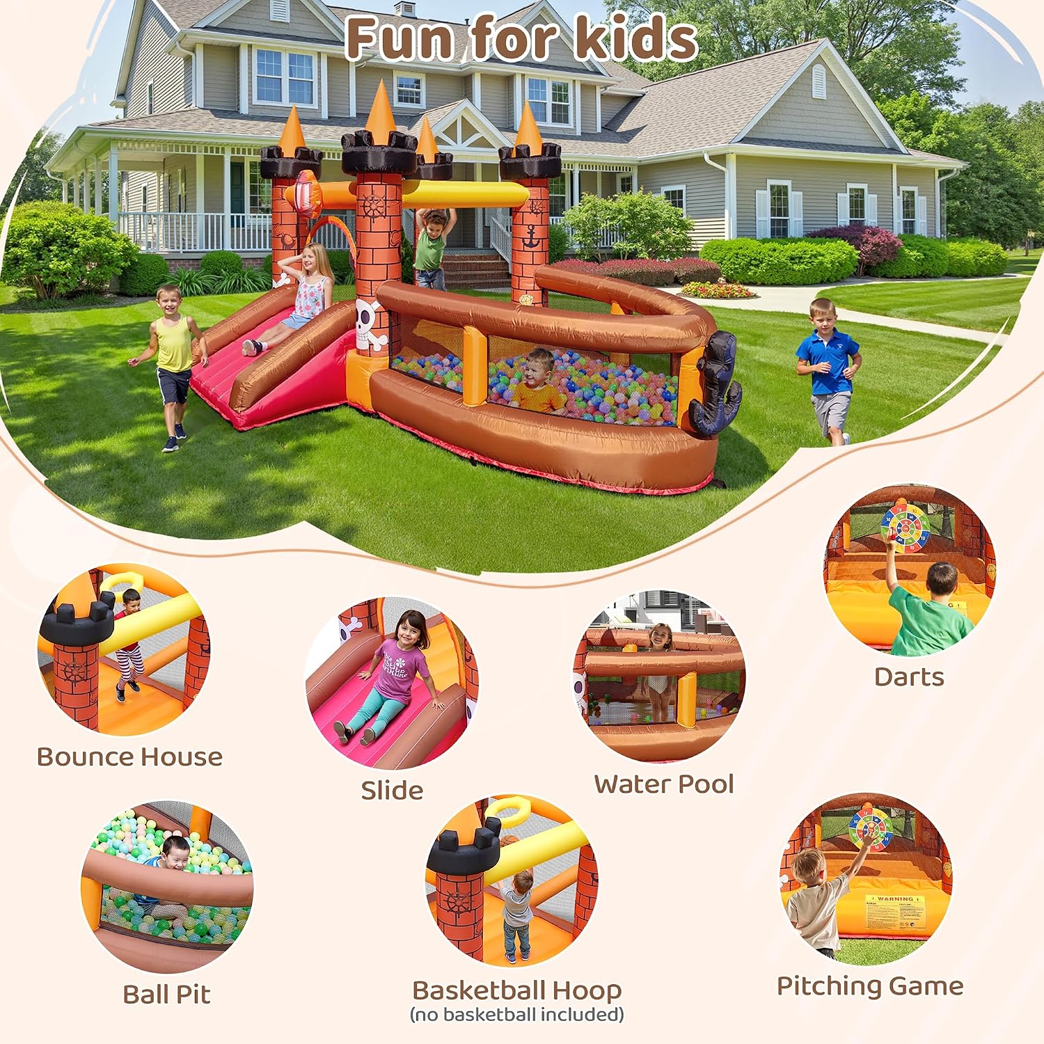 Inflatable Bounce House for Ki - Kids Outdoor Slide 评论和价格