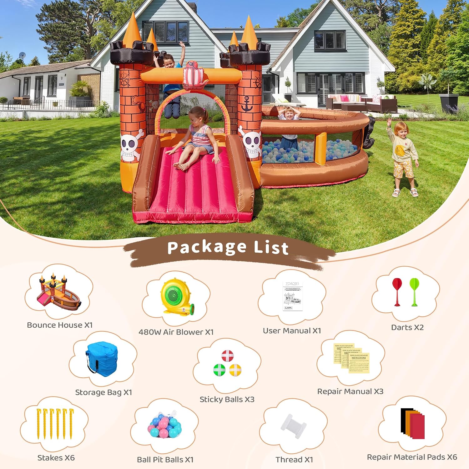 Inflatable Bounce House for Ki - Kids Outdoor Slide 评论和价格