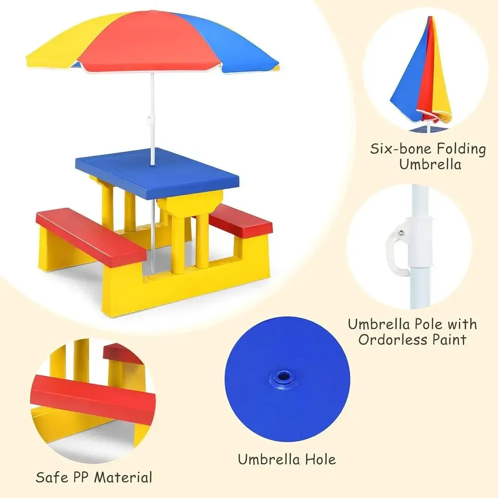 Multicolor Outdoor Kids Picnic - Kids Outdoor Bench With Umbrella 评论和价格