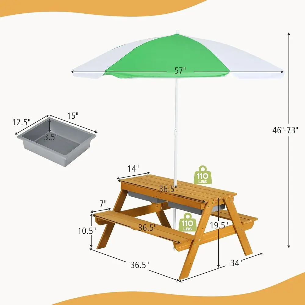 3-in-1 Height-Adjustable Umbre - Kids Outdoor Water Table 评论和价格