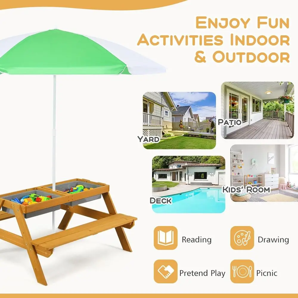 3-in-1 Height-Adjustable Umbre - Kids Outdoor Water Table 评论和价格