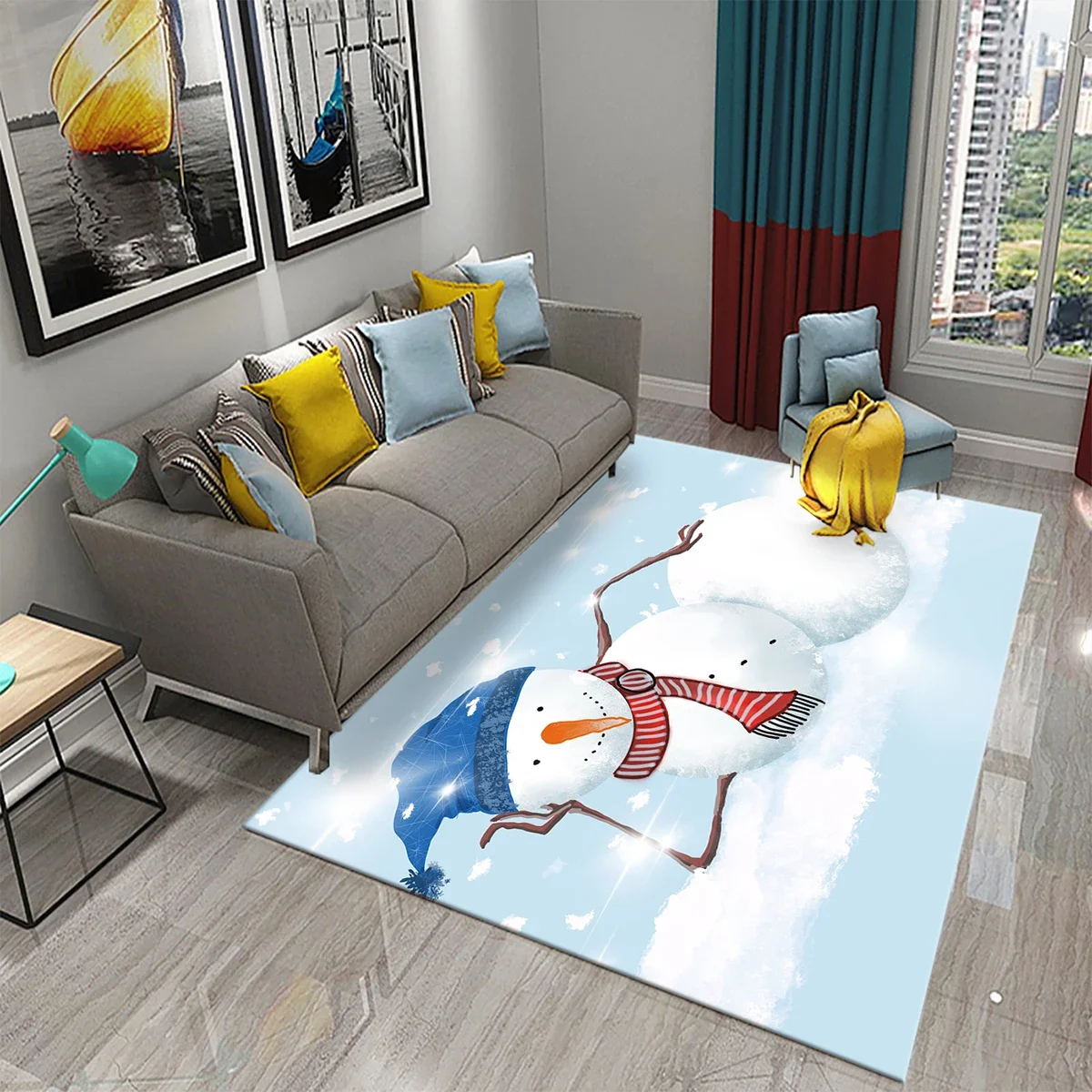 Lovely Cartoon Snowman Carpet  - Kids Outdoor Yoga 评论和价格