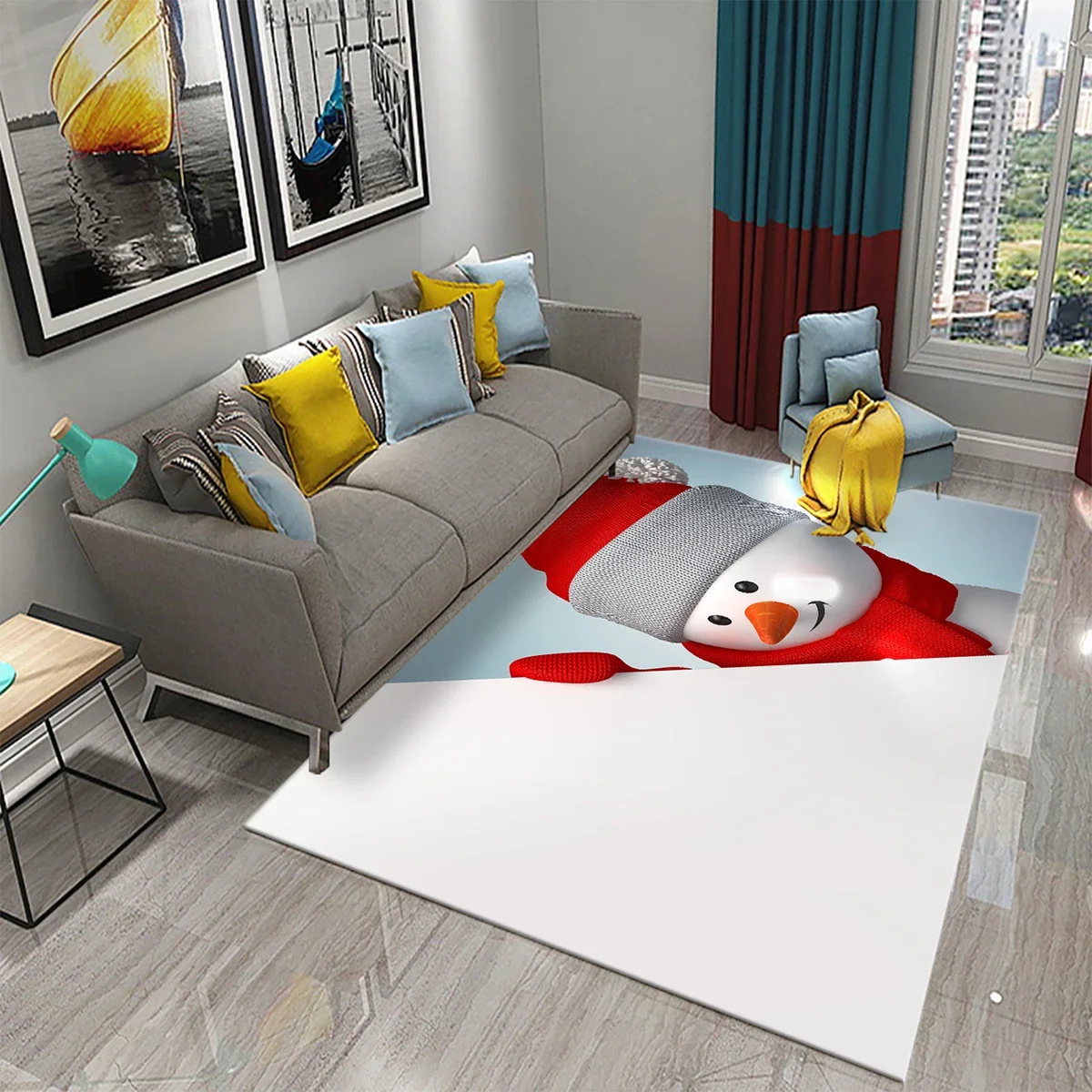 Lovely Cartoon Snowman Carpet  - Kids Outdoor Yoga 评论和价格