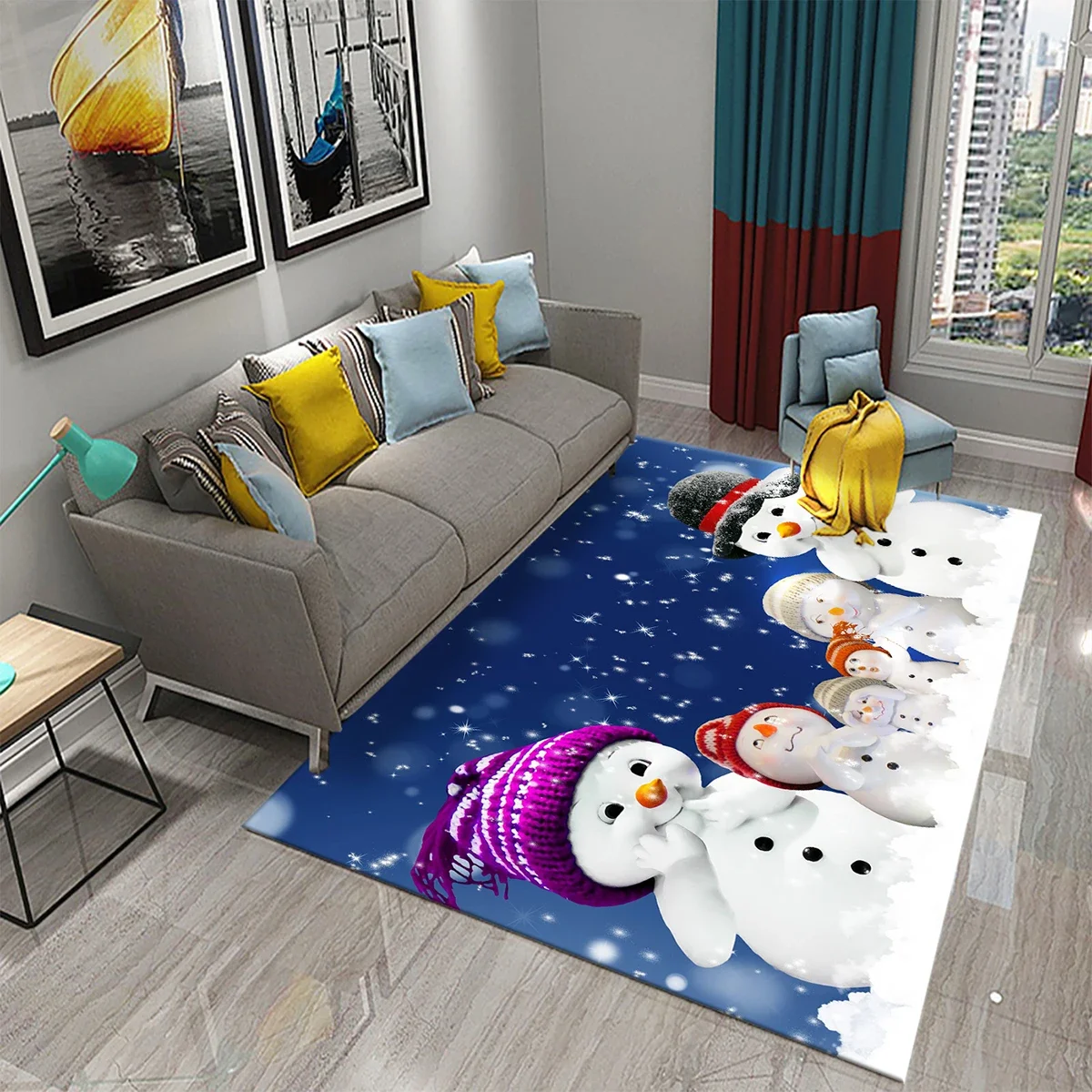 Lovely Cartoon Snowman Carpet  - Kids Outdoor Yoga 评论和价格