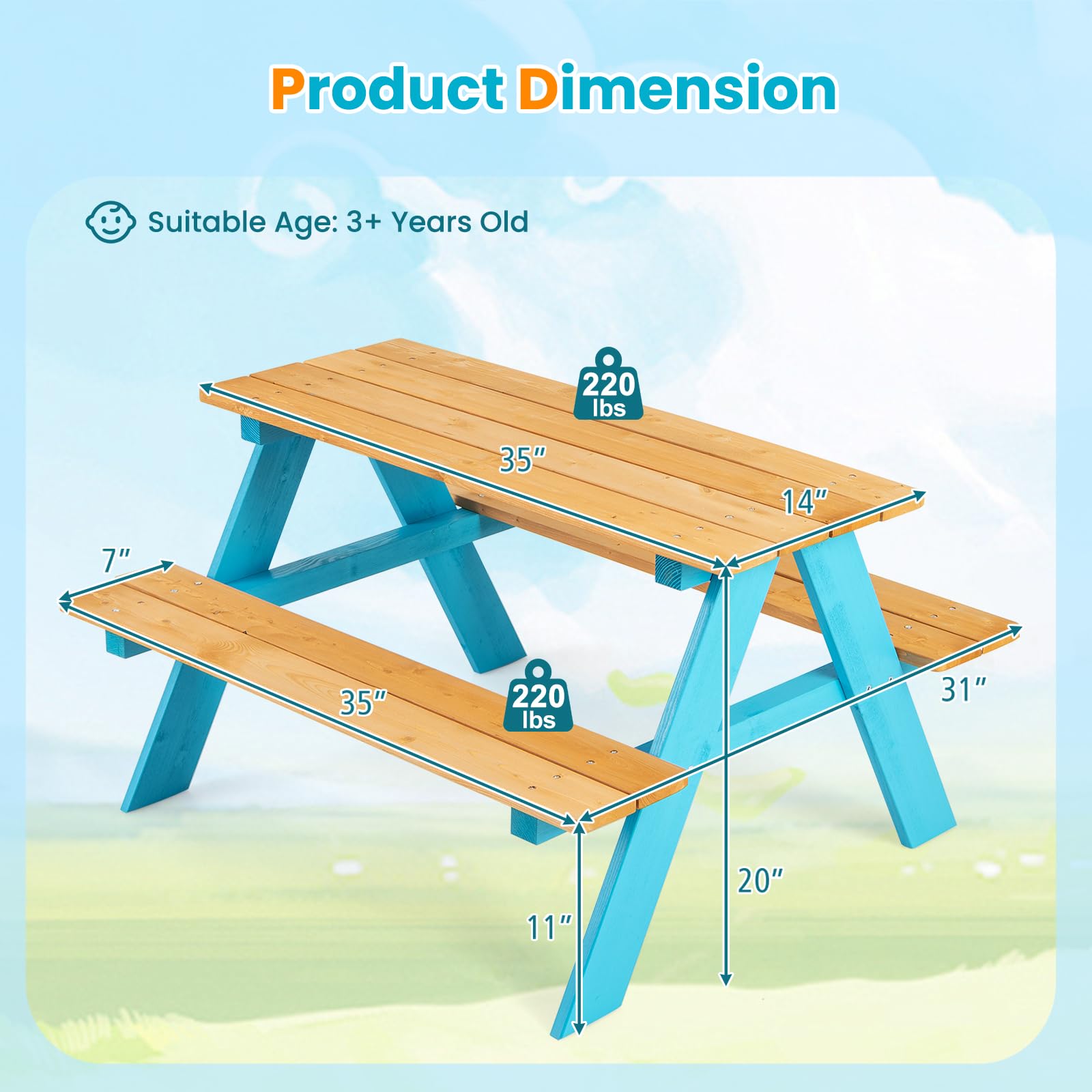 Z-CREAT Kids Wooden Outdoor Pi - Kids Outdoor Chair And Table 评论和价格