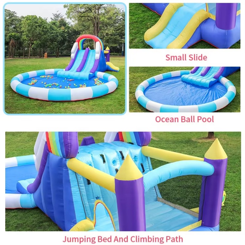 Giant Rainbow Inflatable Water - Kids Outdoor Slide 评论和价格
