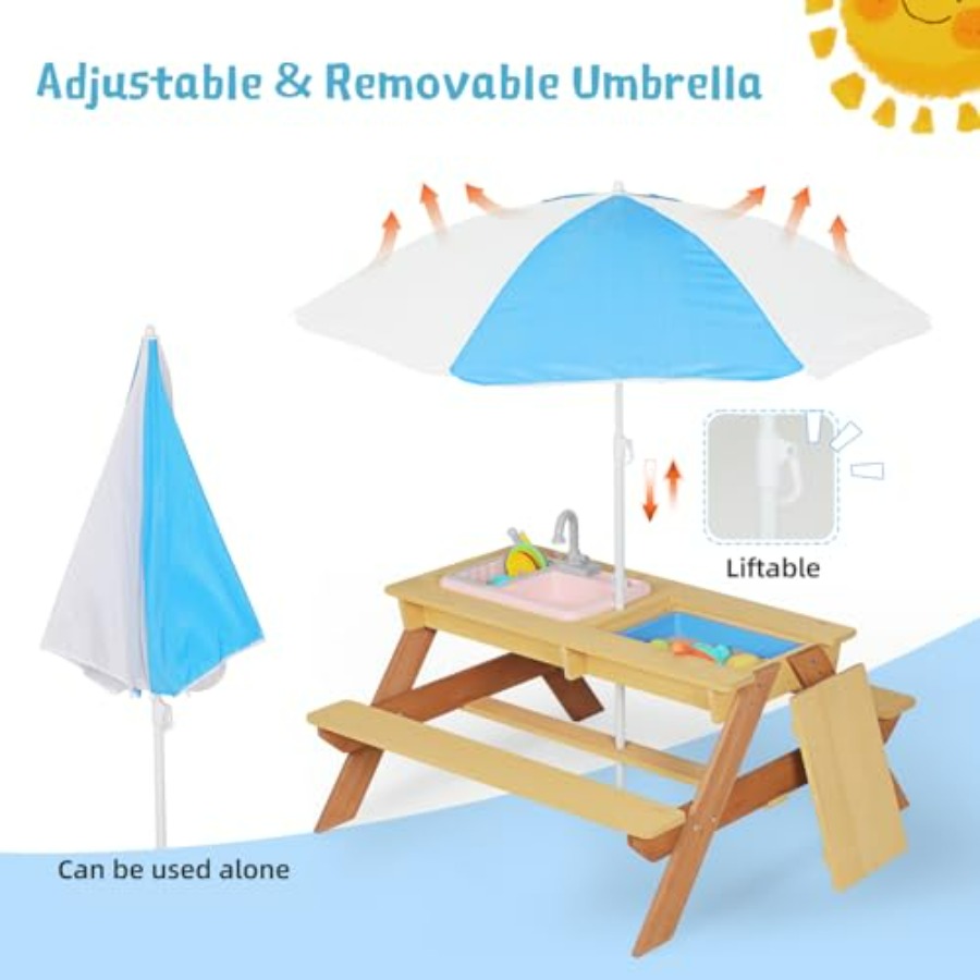 Outdoor kids picnic table with - Kids Outdoor Sink 评论和价格