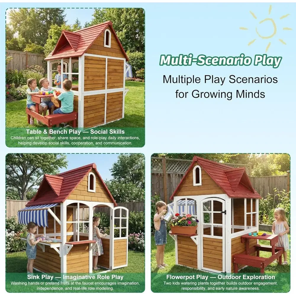 Large Solid Wood Outdoor Kids  - Kids Outdoor Sink 评论和价格