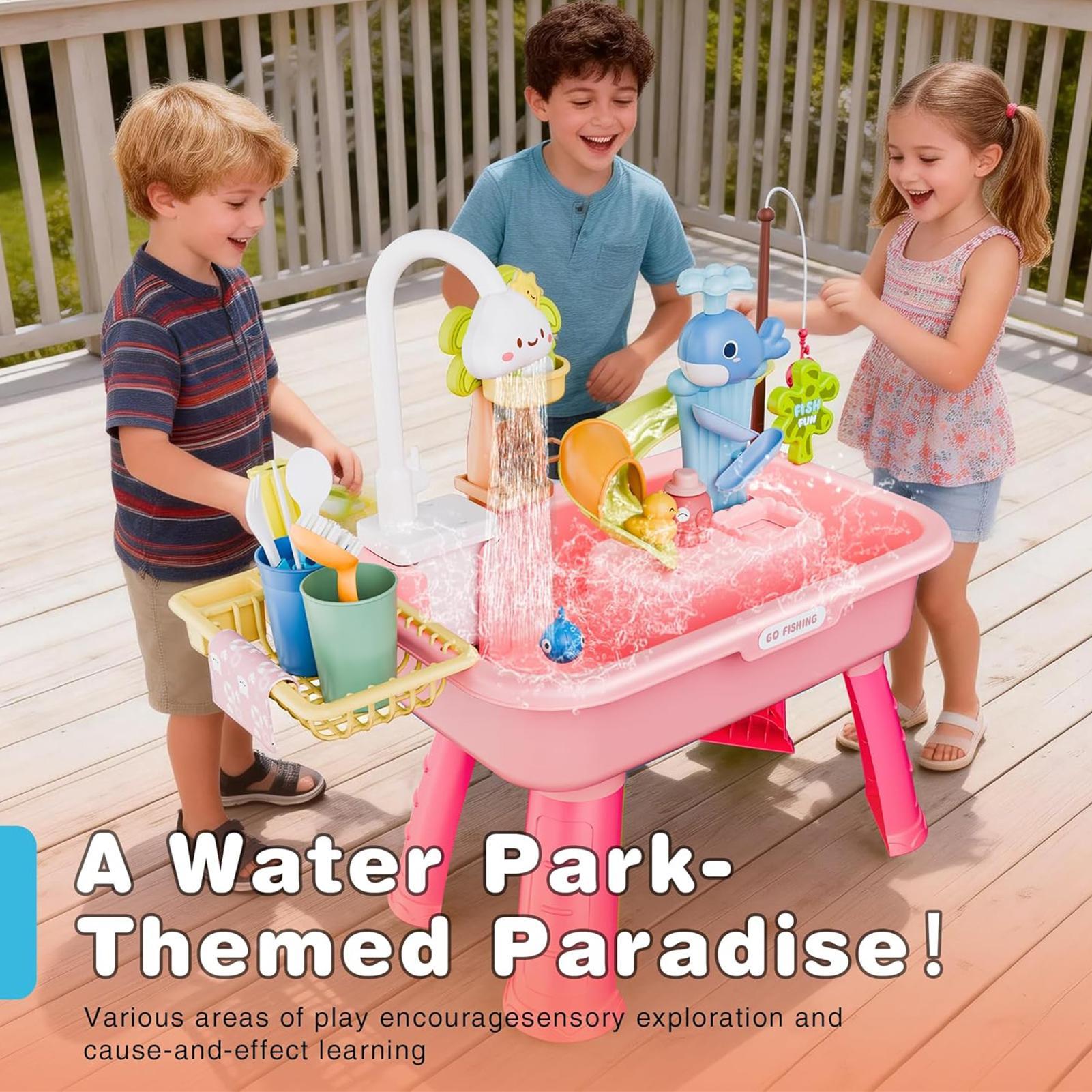Water Play Table Kitchen Play  - Kids Outdoor Sink 评论和价格