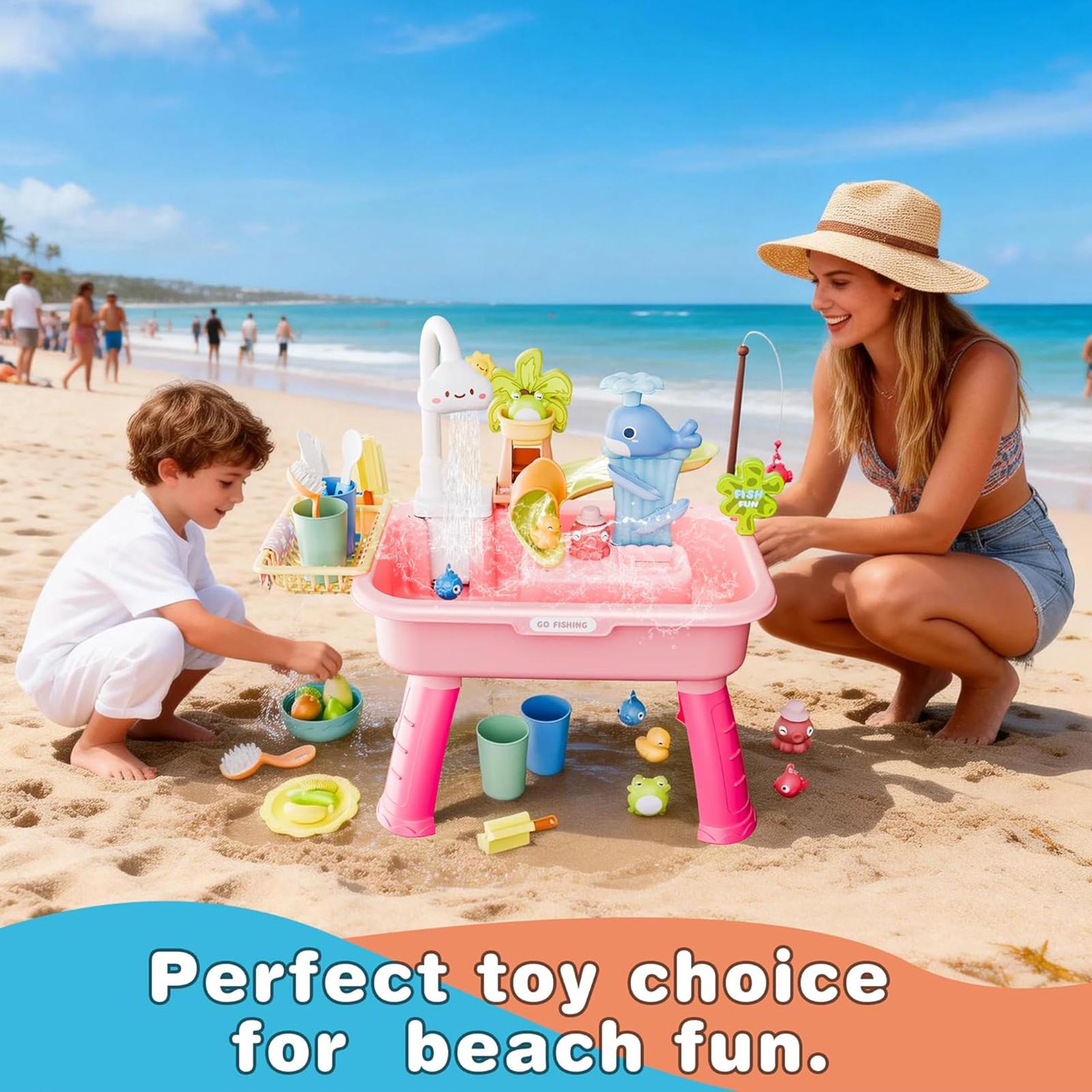 Water Play Table Kitchen Play  - Kids Outdoor Sink 评论和价格