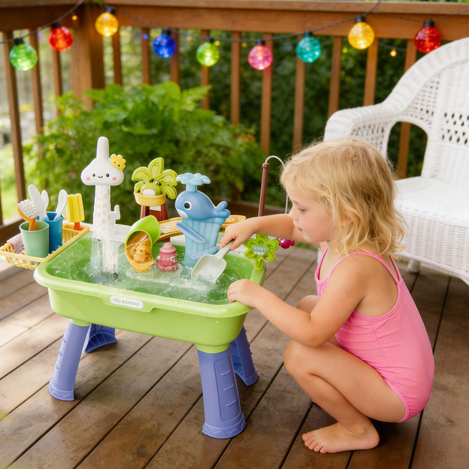 Water Play Table Kitchen Play  - Kids Outdoor Sink 评论和价格