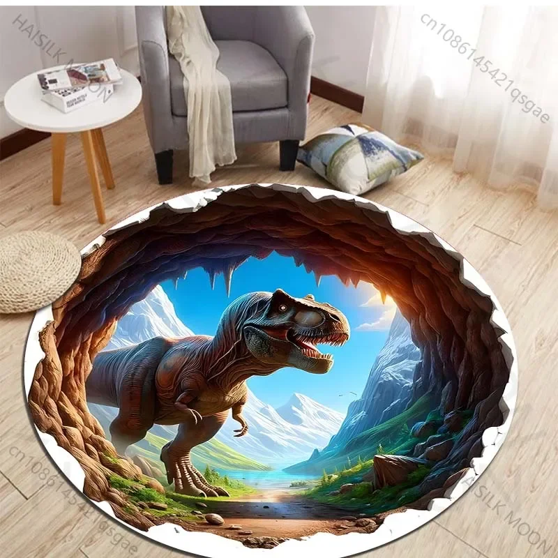 HD 3D Dinosaur Print Round Rug - Kids Outdoor Mat 评论和价格