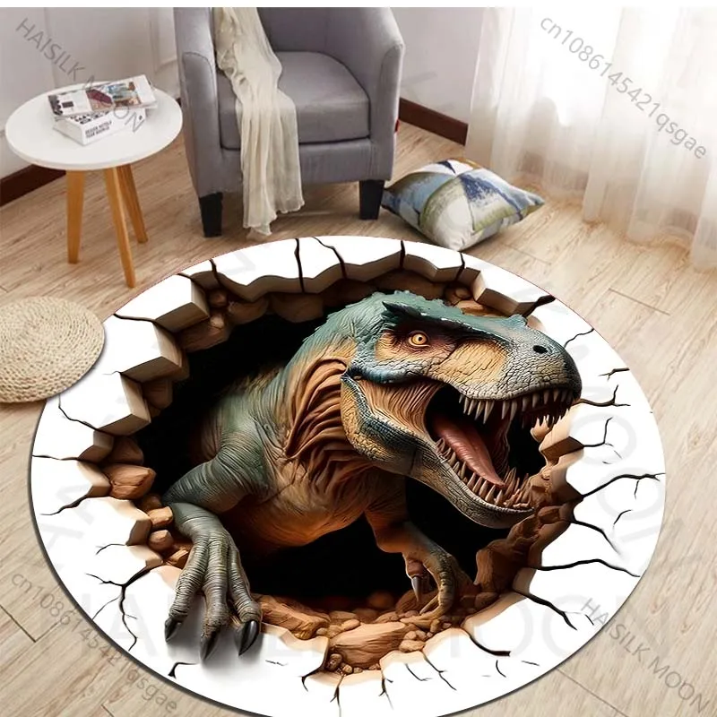 HD 3D Dinosaur Print Round Rug - Kids Outdoor Mat 评论和价格