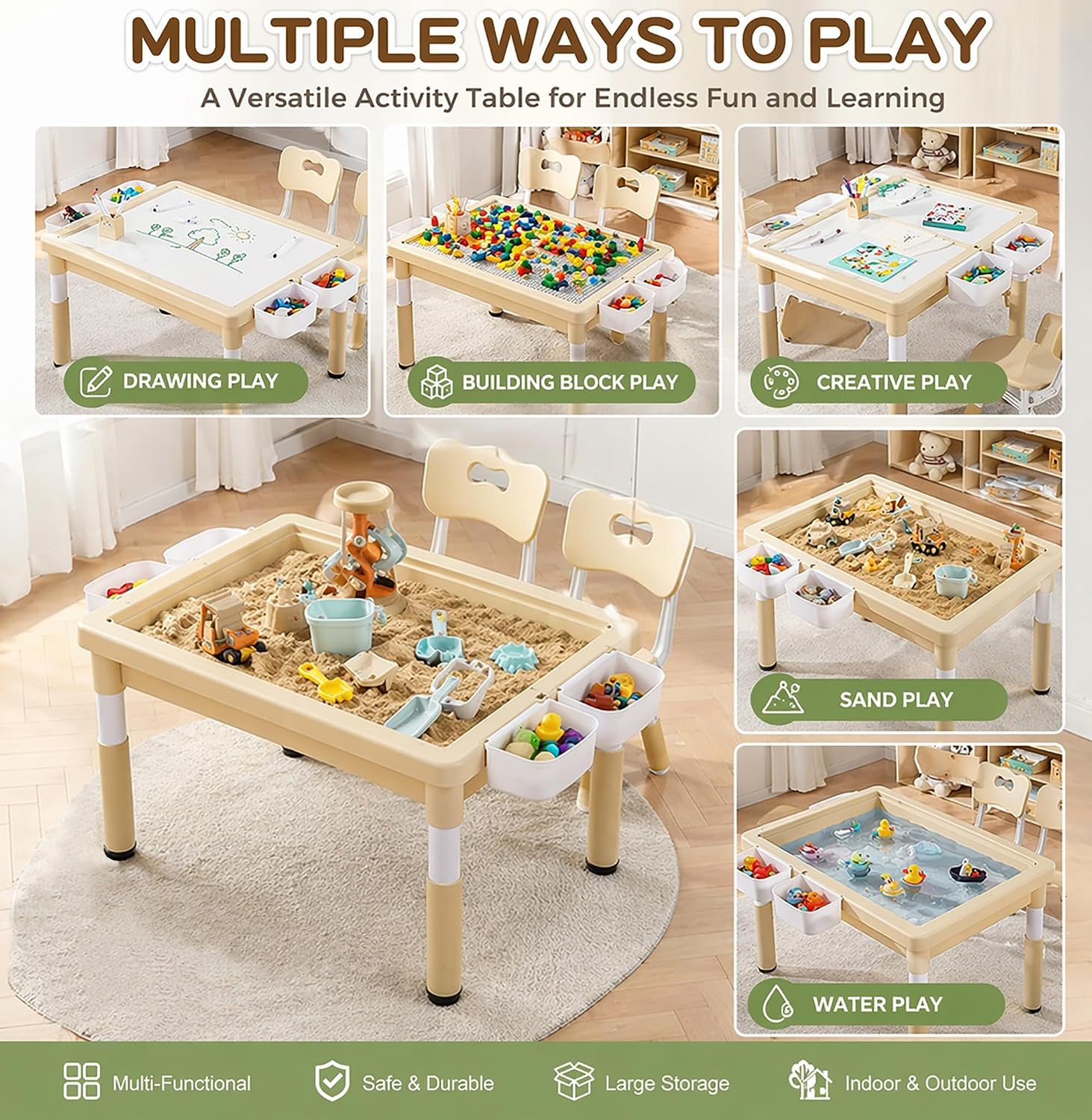 Kids Sand and Water Table, Tod - Kids Outdoor Sensory Table 评论和价格