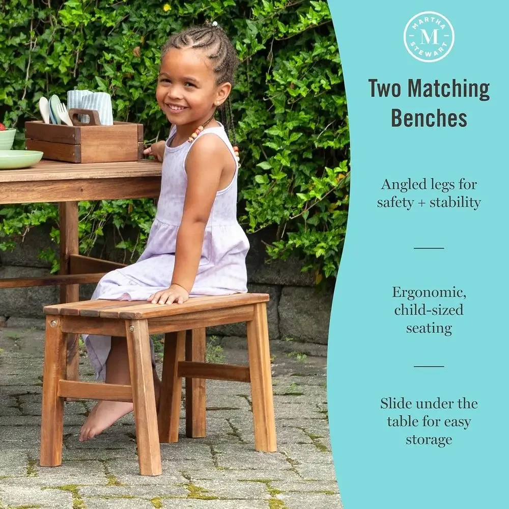 Kids Outdoor Crat Table, Bench - Kids Outdoor Bench With Umbrella 评论和价格
