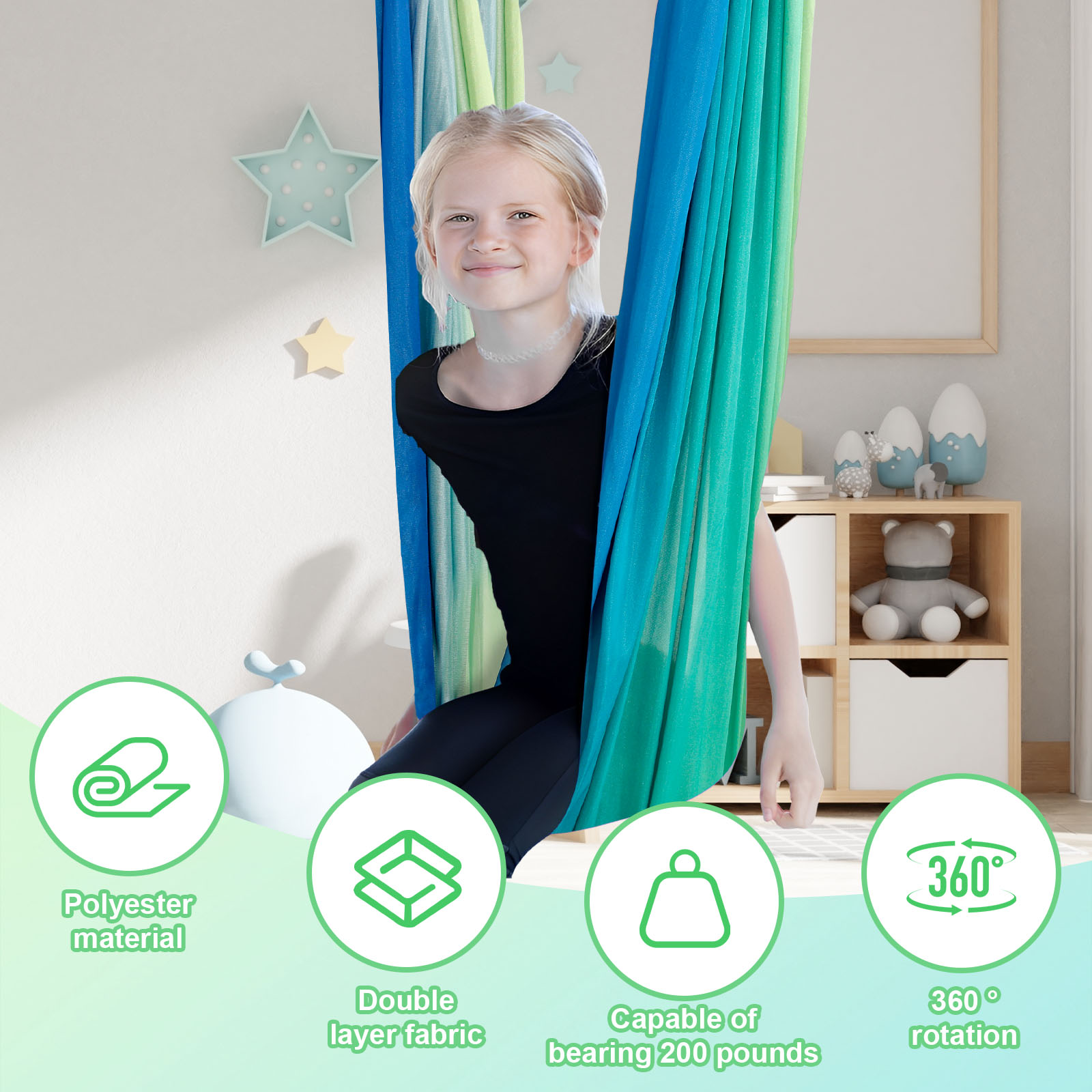 Kids Sensory Swings Double Lay - Kids Outdoor Hammock Swing 评论和价格