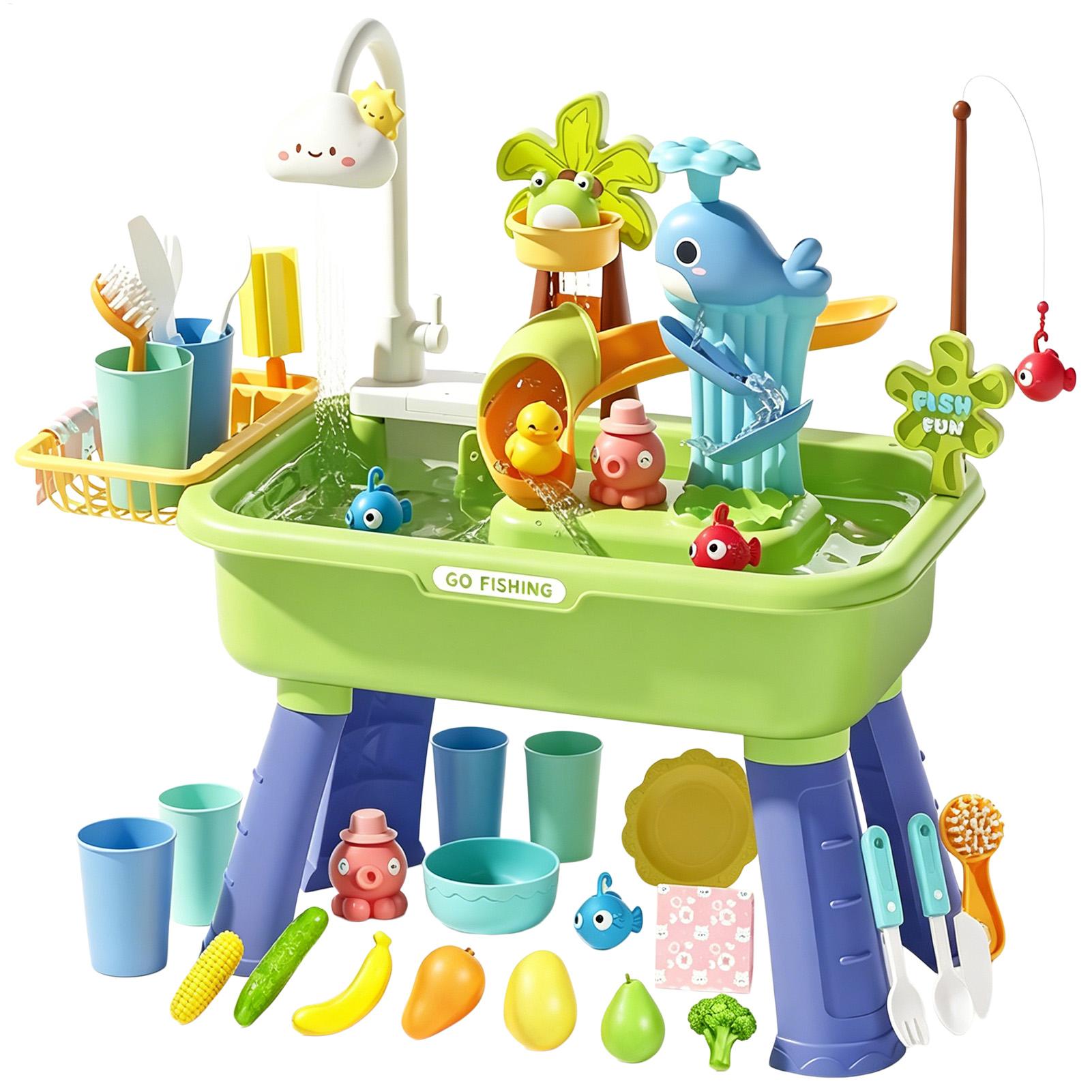Kids Water Table with Pump, Se - Kids Outdoor Sensory Table 评论和价格