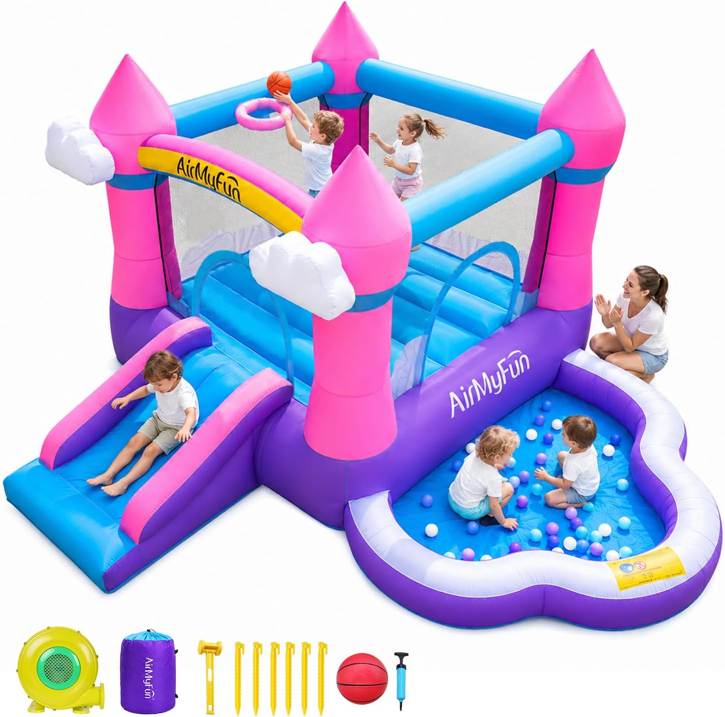 Pink Indoor/Outdoor Inflatable - Kids Outdoor Slide 评论和价格