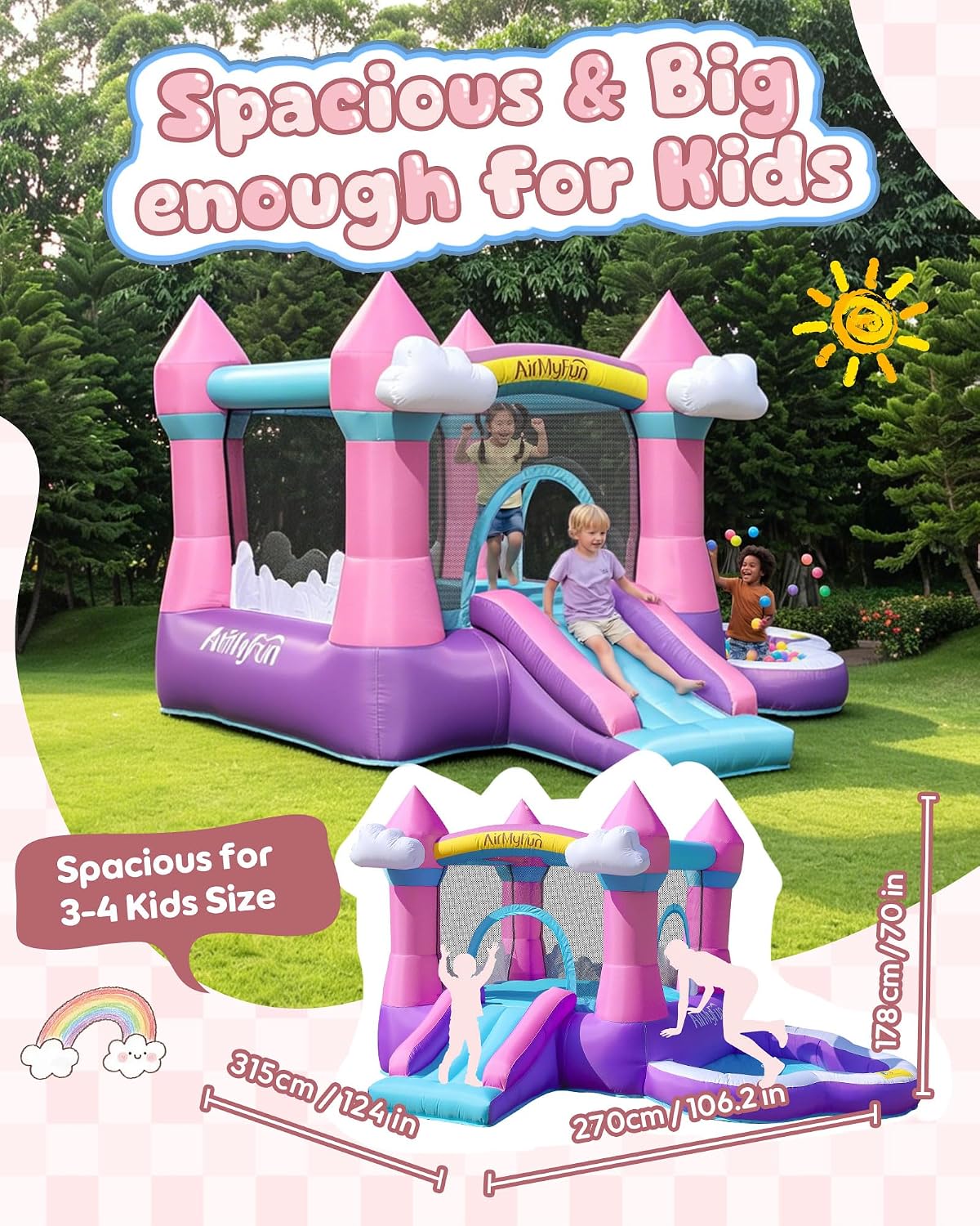Pink Indoor/Outdoor Inflatable - Kids Outdoor Slide 评论和价格