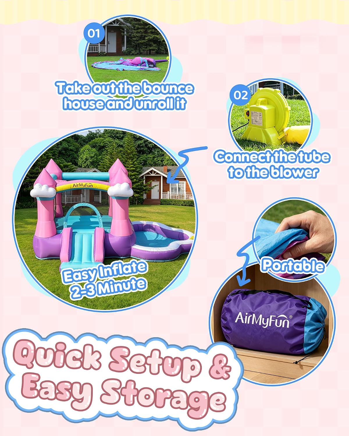 Pink Indoor/Outdoor Inflatable - Kids Outdoor Slide 评论和价格