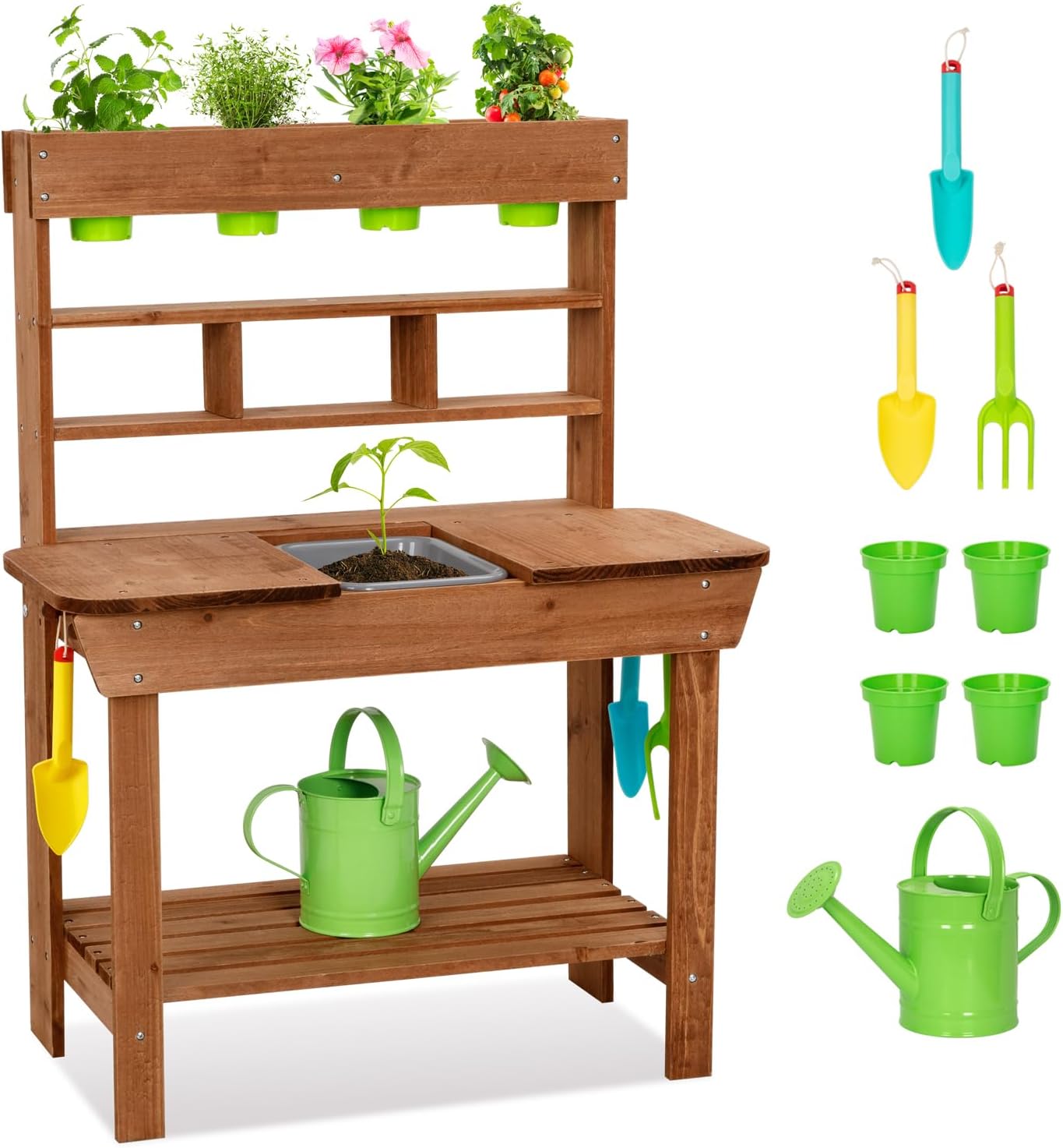 Potting Bench with Sink for Ki - Kids Outdoor Sink 评论和价格