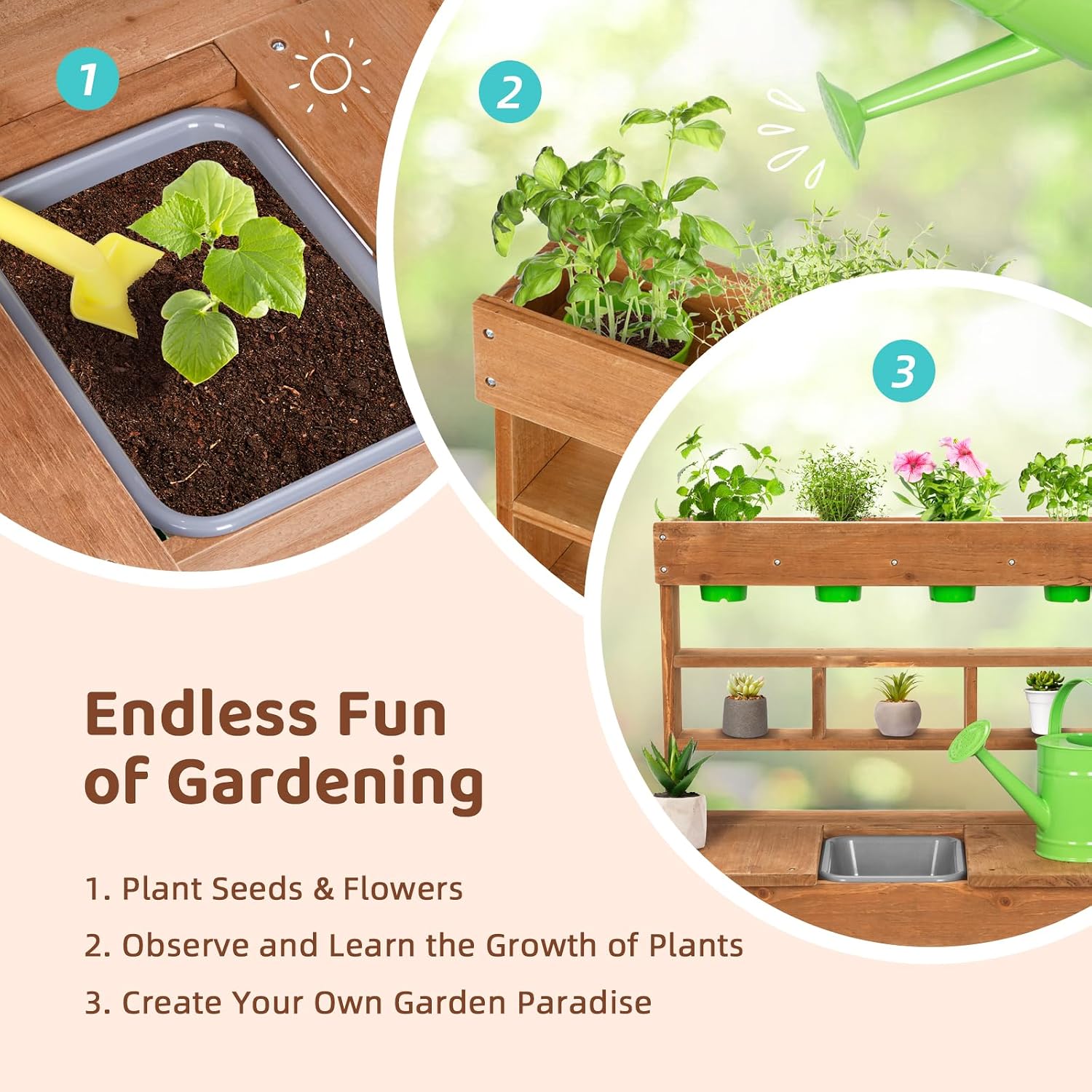 Potting Bench with Sink for Ki - Kids Outdoor Sink 评论和价格