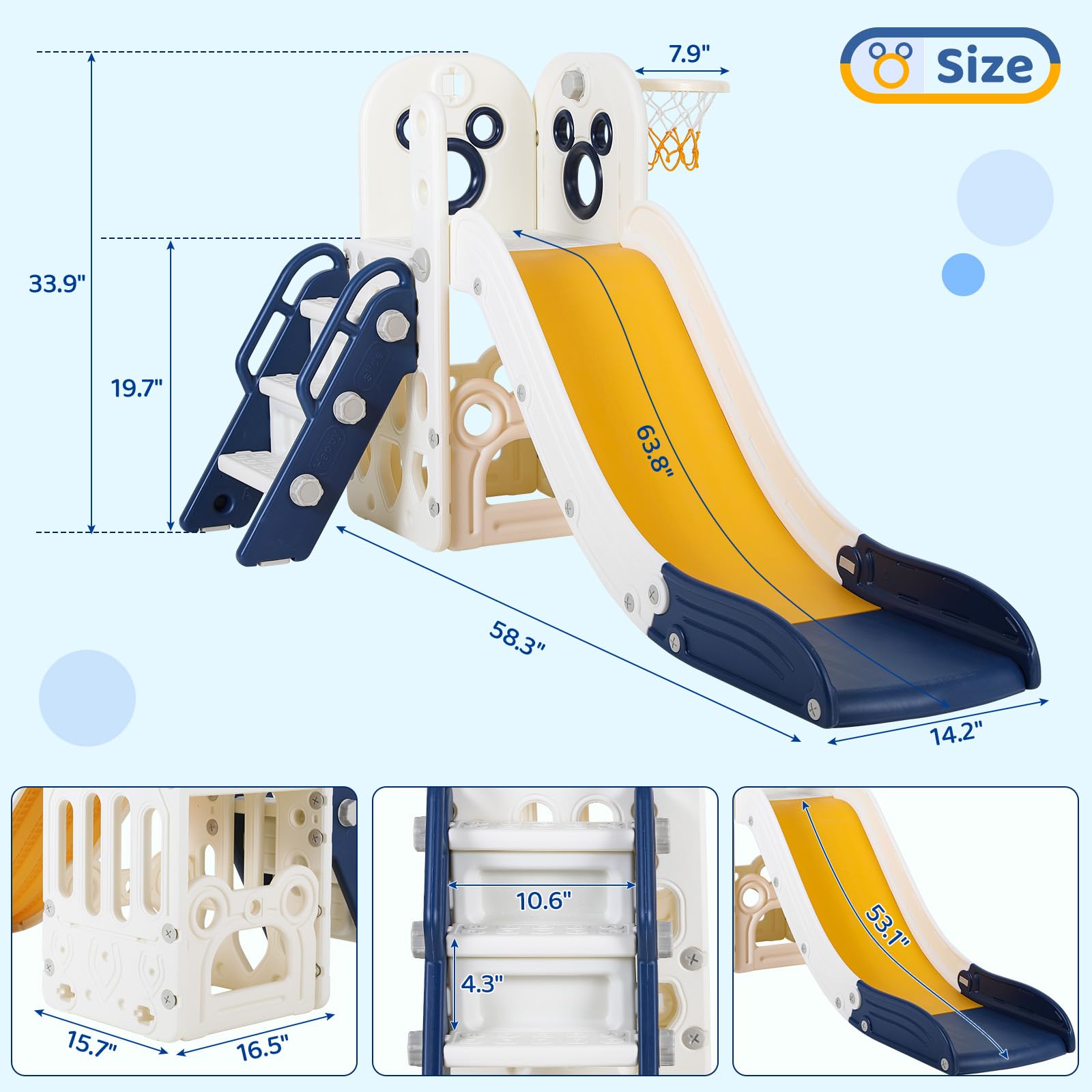 6 in 1 Toddler Slide Playset,  - Kids Outdoor Slide 评论和价格