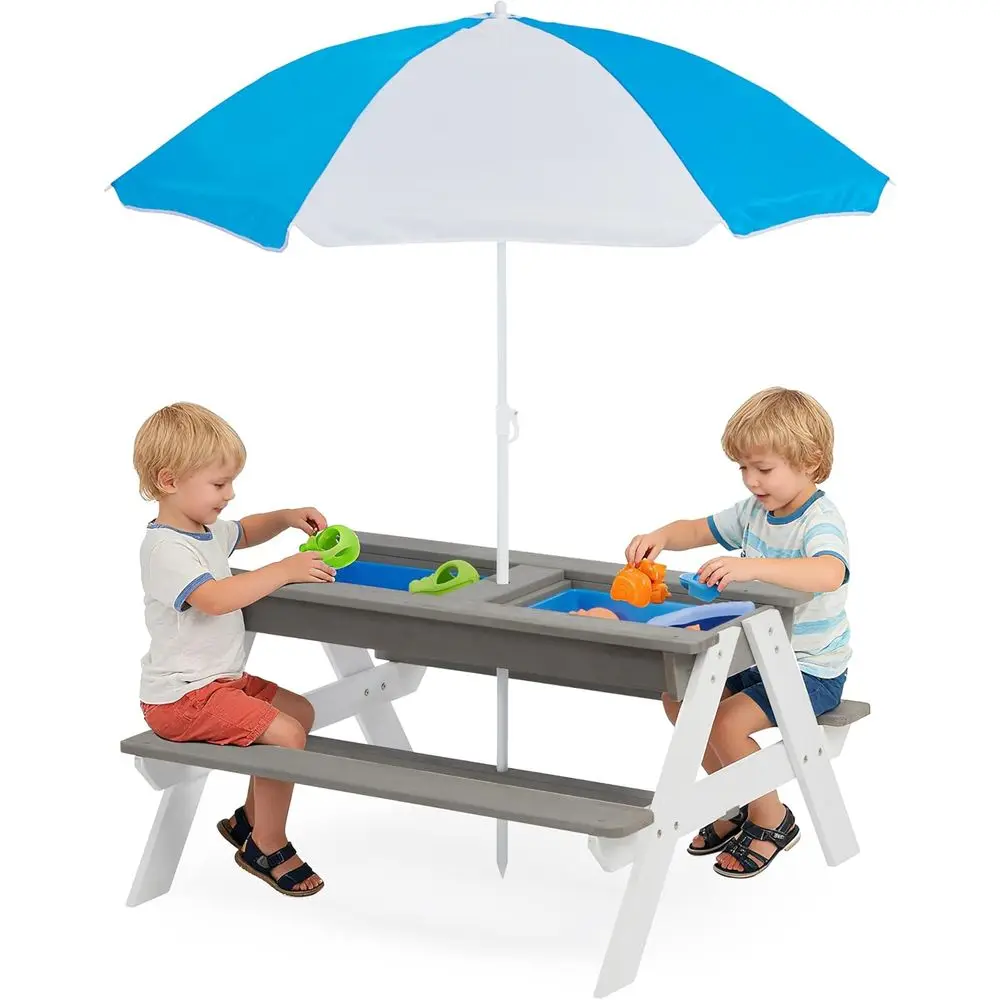 Convertible 3-in-1 Wooden Picn - Kids Outdoor Play Table 评论和价格
