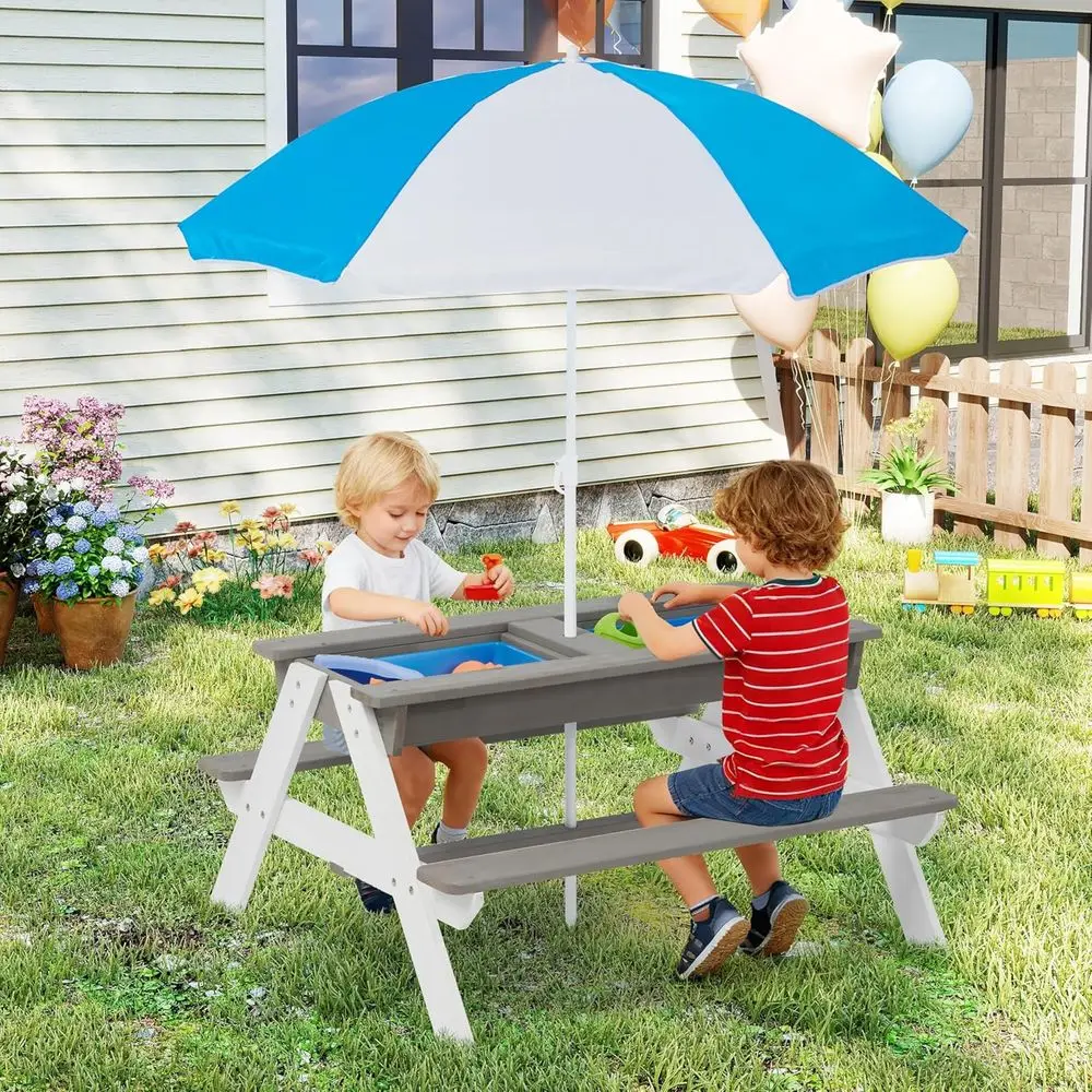 Convertible 3-in-1 Wooden Picn - Kids Outdoor Play Table 评论和价格