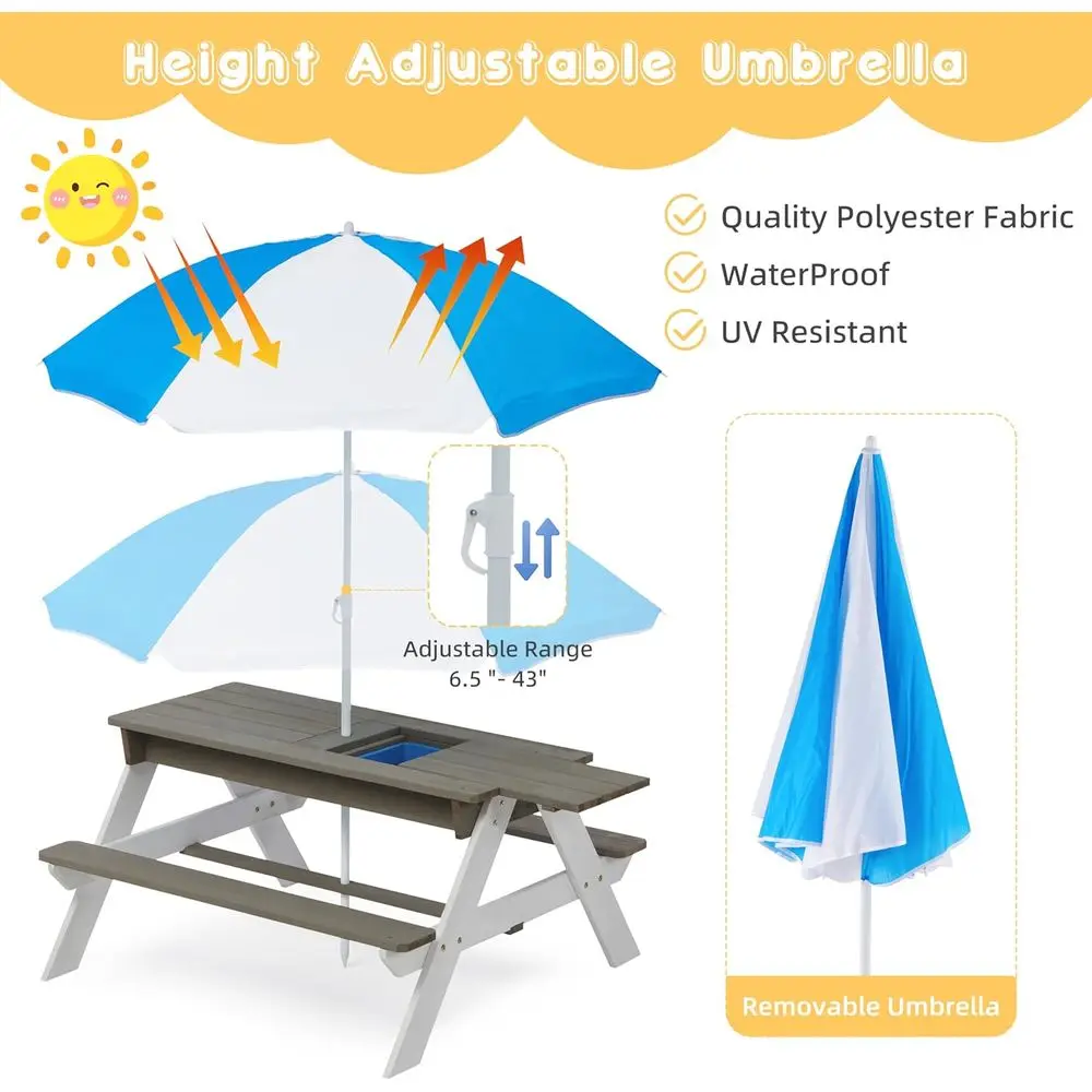 Convertible 3-in-1 Wooden Picn - Kids Outdoor Play Table 评论和价格