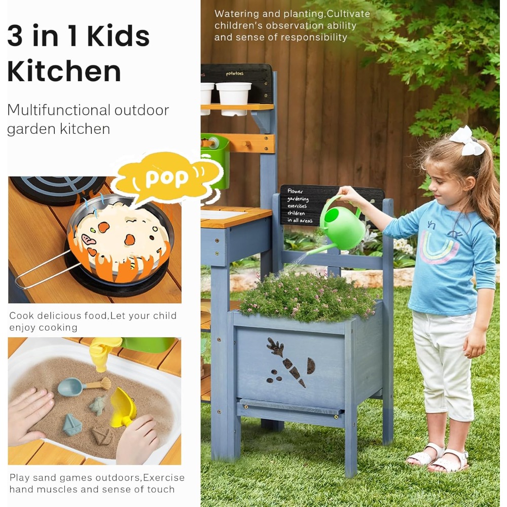US Shipping Mud Kitchen for Ki - Kids Outdoor Sink 评论和价格
