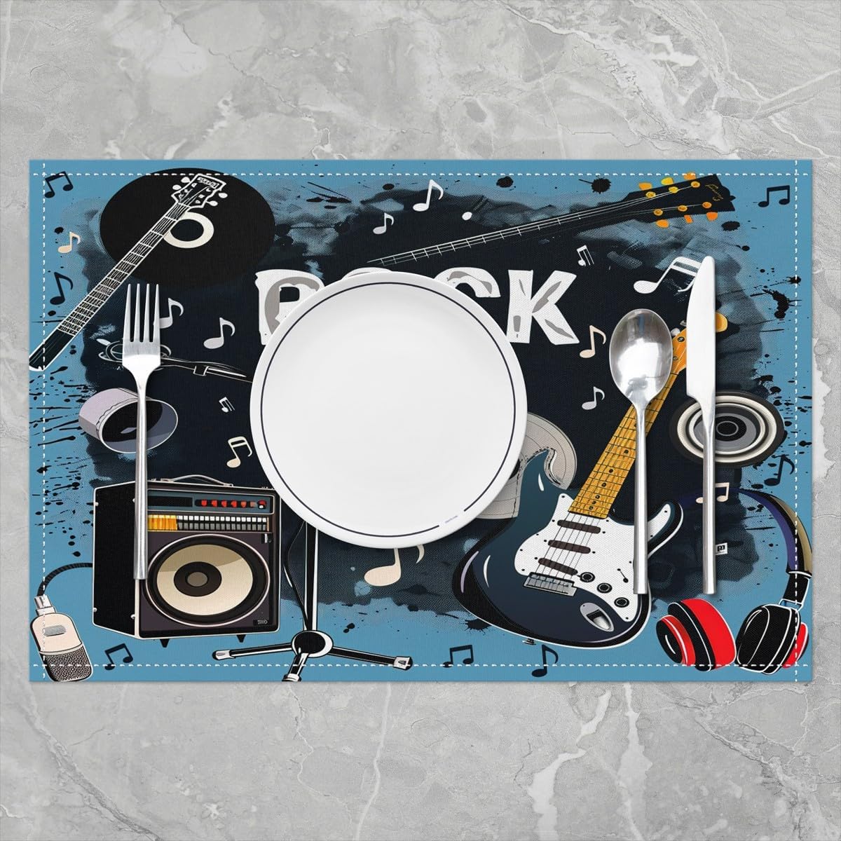 Rock Music Placemats Set of 4  - Kids Outdoor Mat 评论和价格