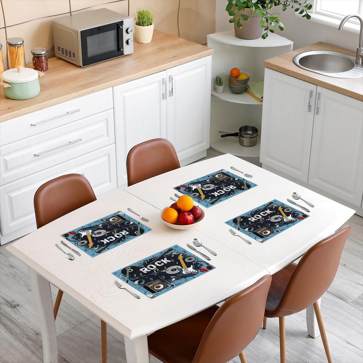 Rock Music Placemats Set of 4  - Kids Outdoor Mat 评论和价格