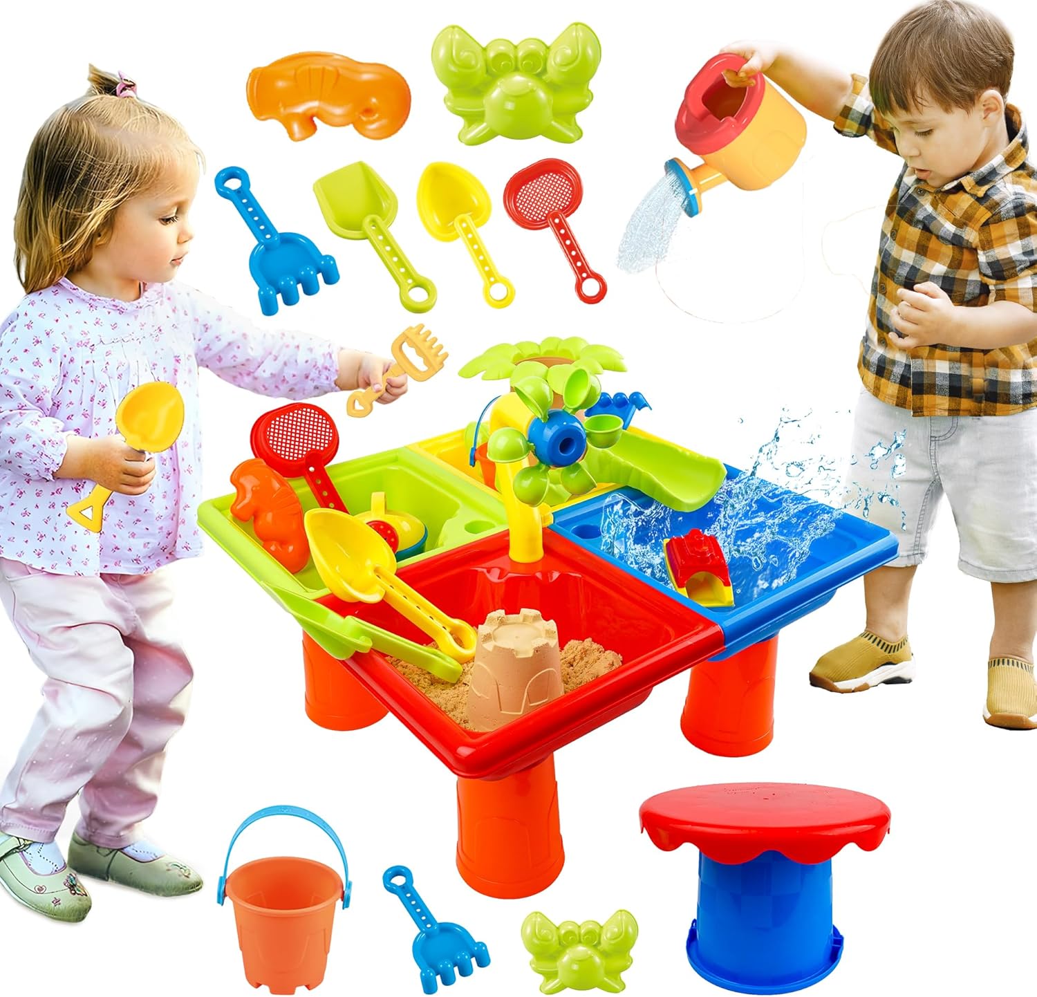 4 In 1 Kids Water and Sand Out - Kids Outdoor Sensory Table 评论和价格
