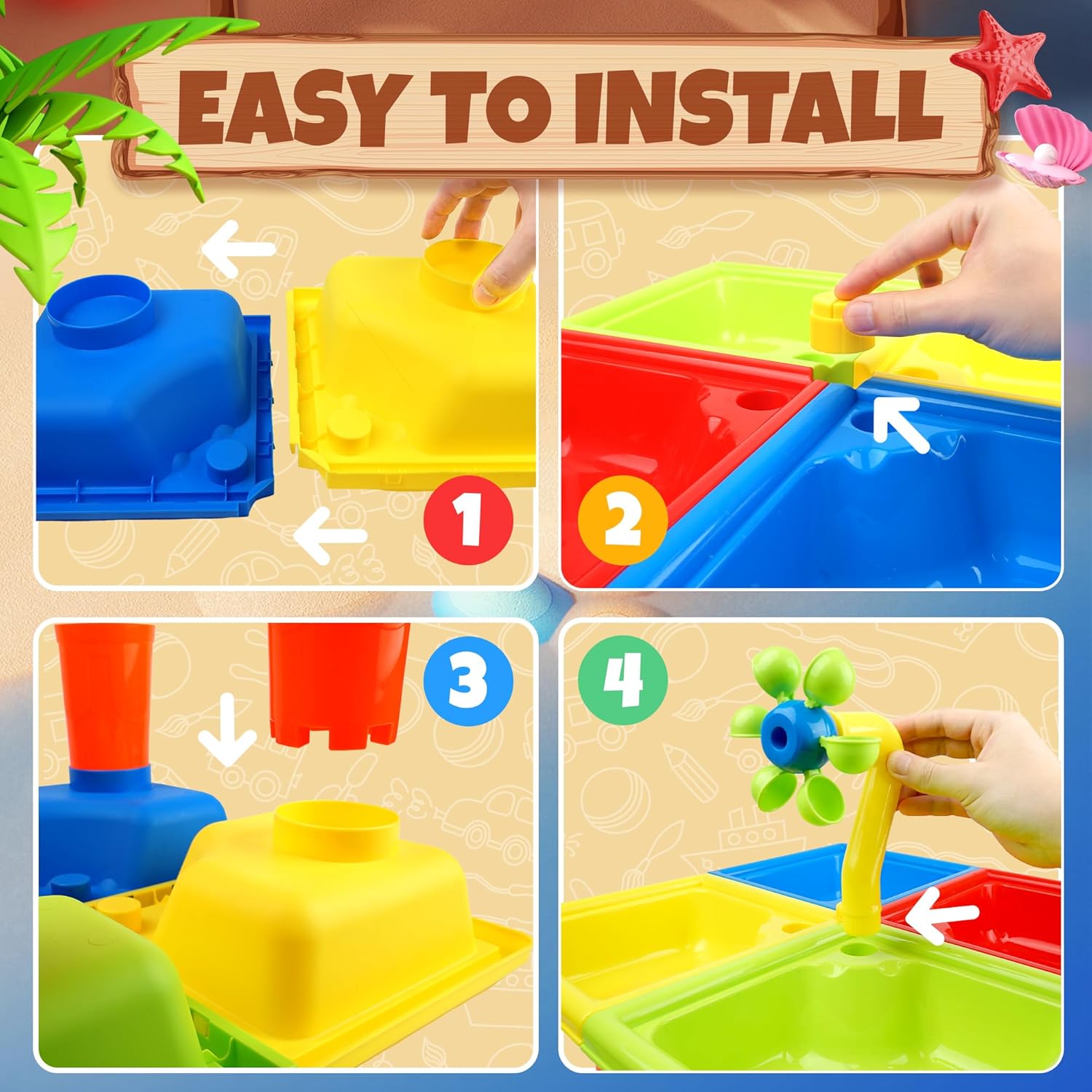4 In 1 Kids Water and Sand Out - Kids Outdoor Sensory Table 评论和价格