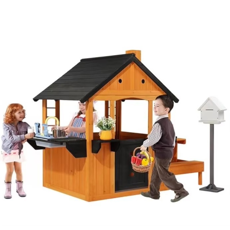 Kids Wooden Playhouse for Outd - Kids Outdoor Sink 评论和价格