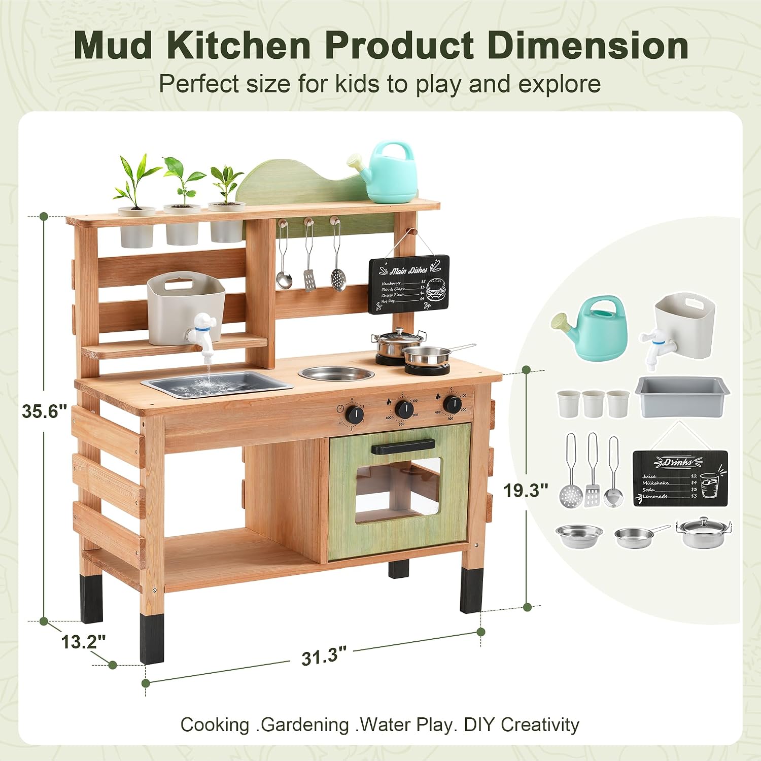 OLLIKIVI Outdoor Play Kitchen  - Kids Outdoor Sink 评论和价格