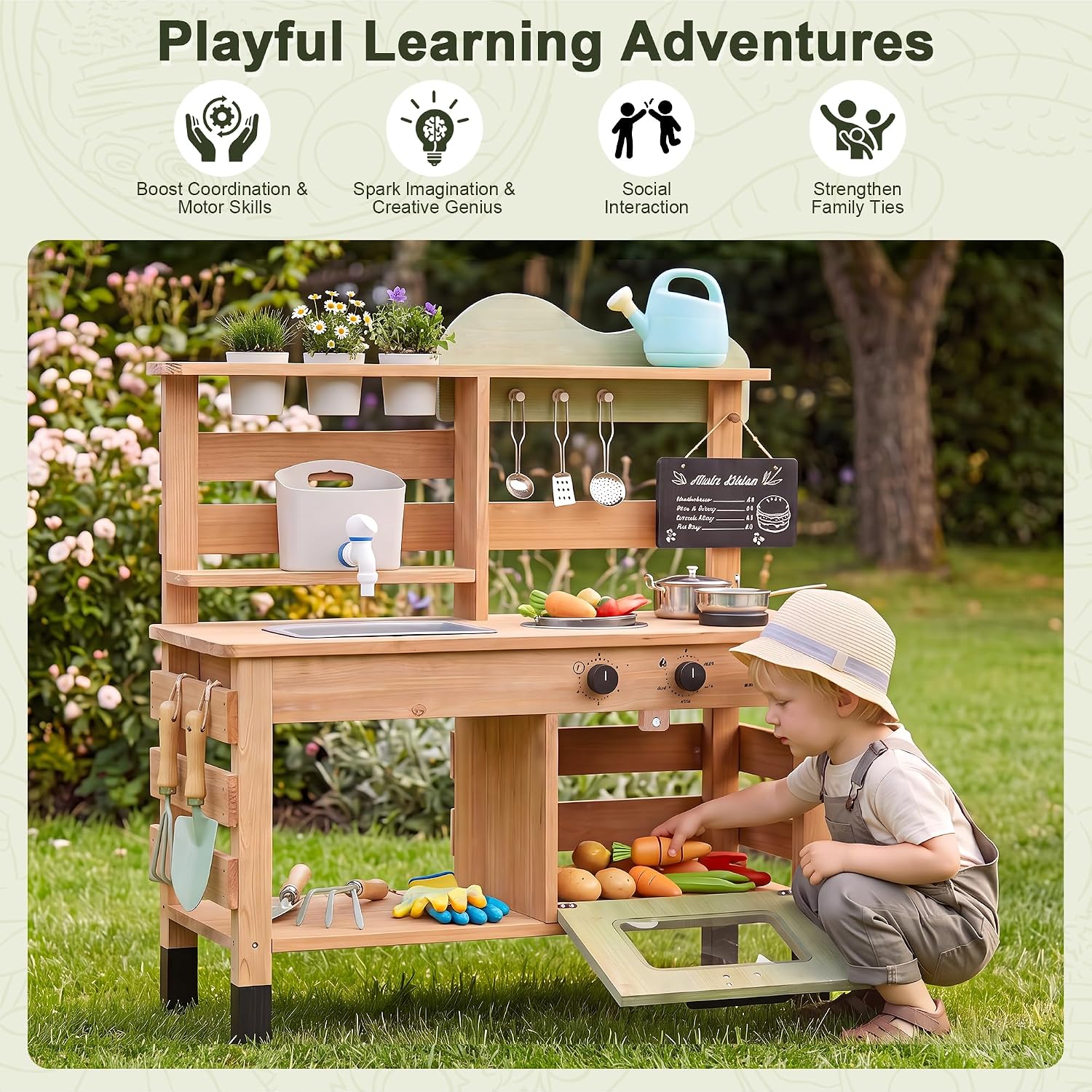OLLIKIVI Outdoor Play Kitchen  - Kids Outdoor Sink 评论和价格