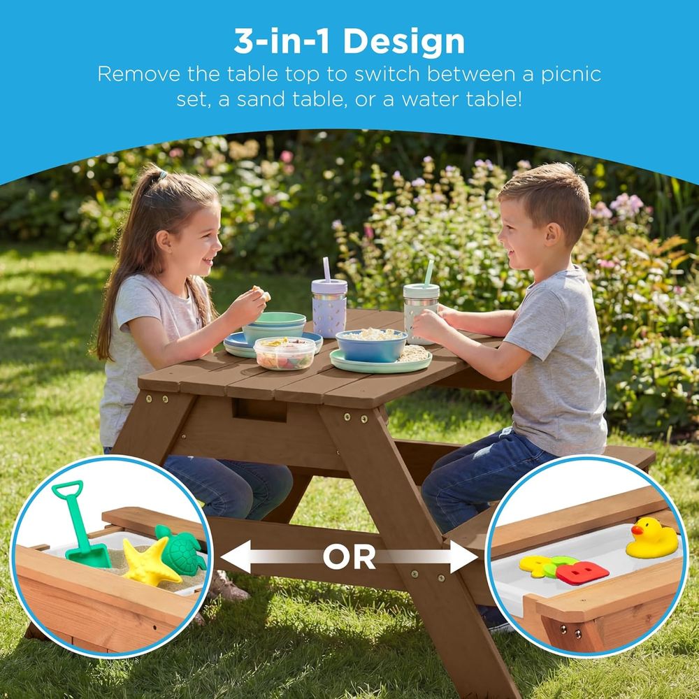 Kids Picnic Table with Umbrell - Kids Outdoor Water Table 评论和价格