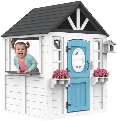 Wooden Kids Playhouse with Kit - Kids Outdoor Sink 评论和价格